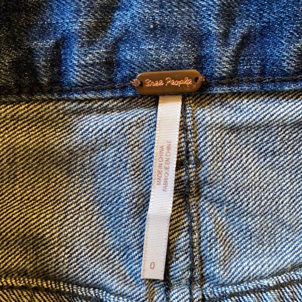 Free People Denim Jean Cut Off Raw Hem Mini Skirt - Picture 13 of 16